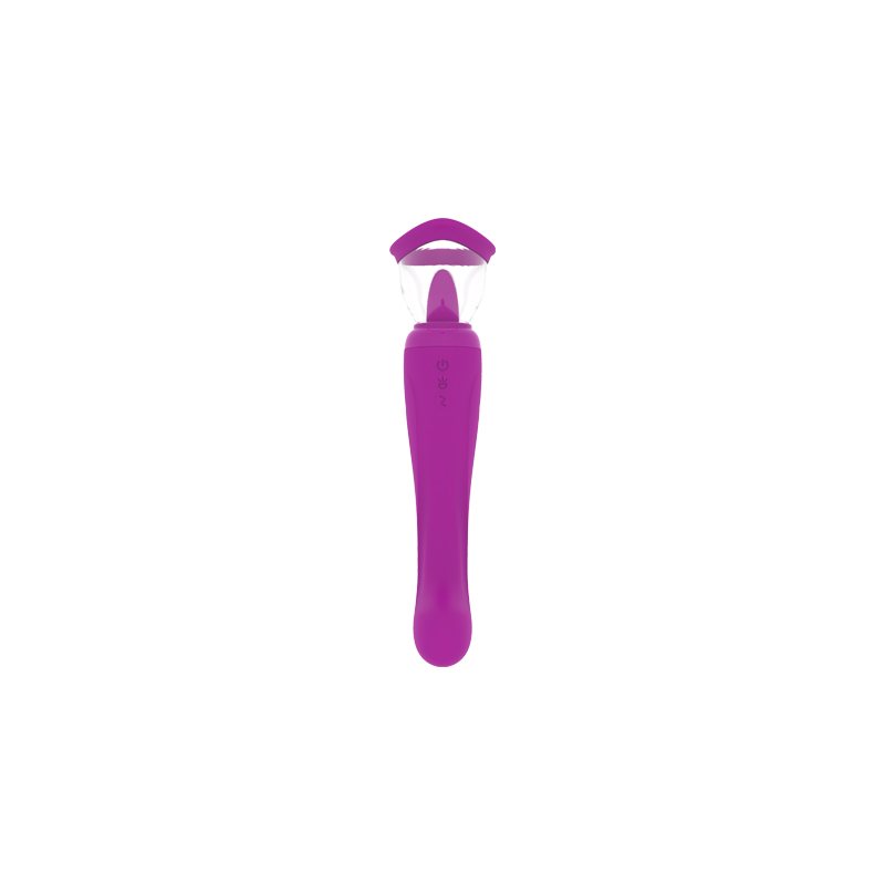 Slickande vibrator med sugande pump-lila